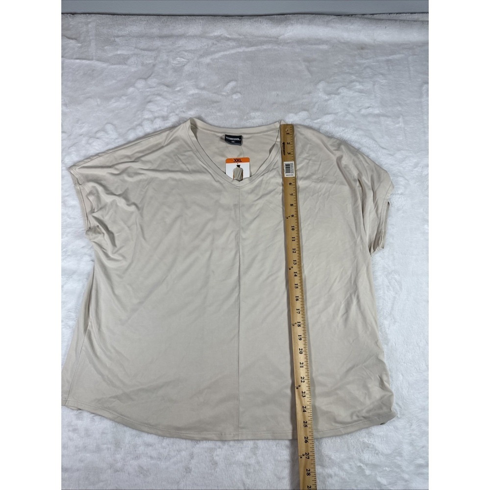 32 Degrees Cool Womens XXL Tan V-Neck Short Sleeve Relaxed Fit Top NWT 1849301